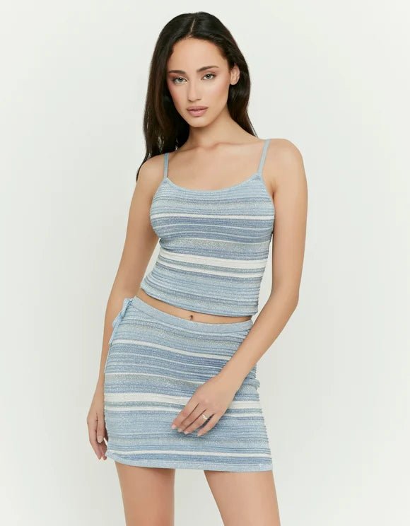 Blue/White Striped Mini Skirt