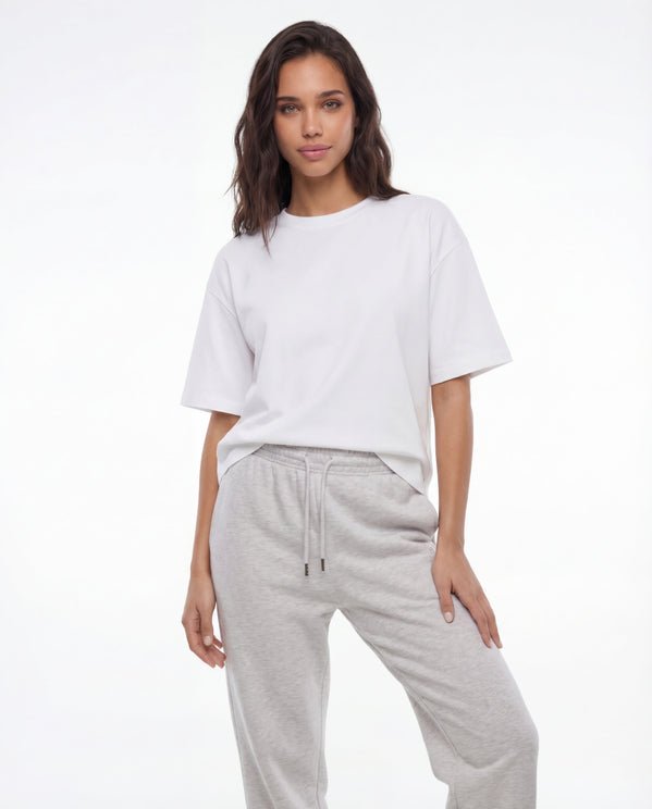 White Oversized Basic T Shirt