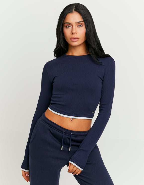 Basic Blue T-Shirt with Long Sleeves