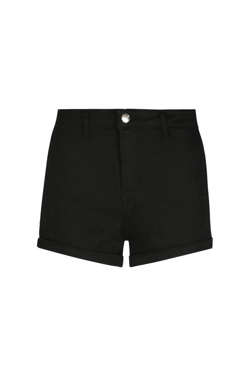 High Waist Black Denim Shorts