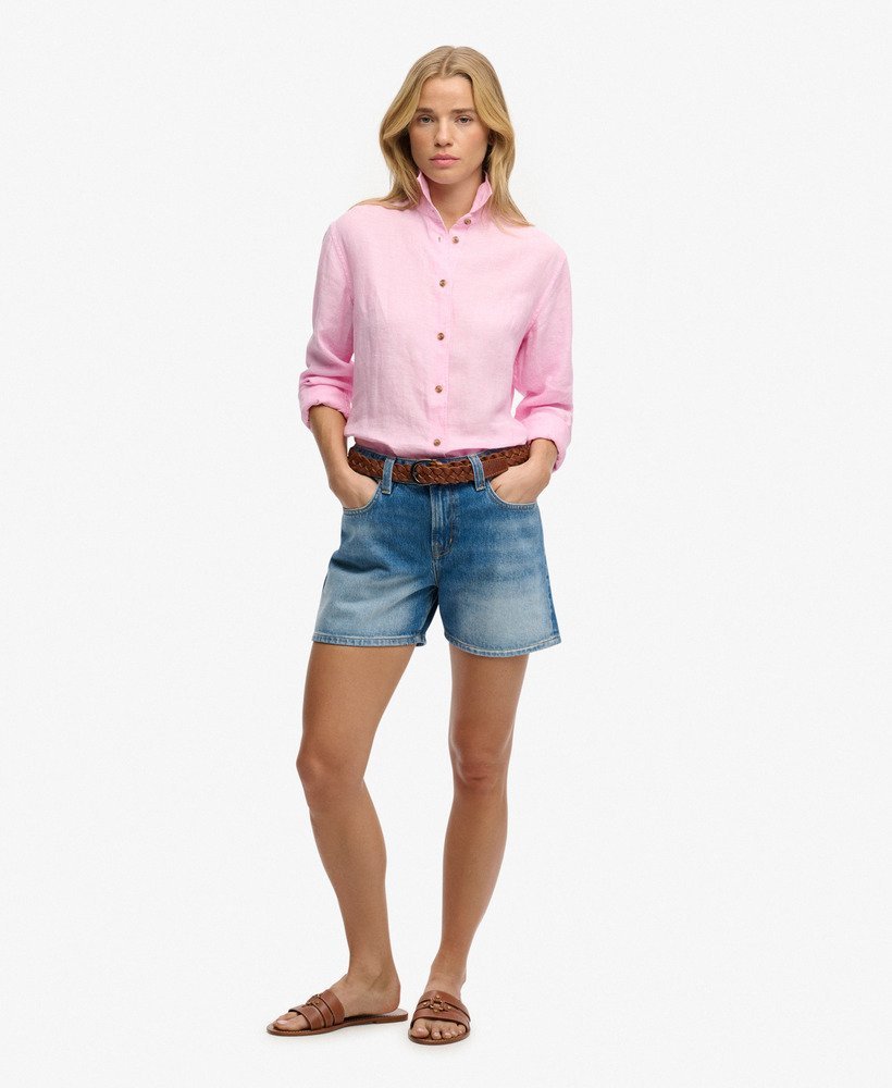 Mid Rise Denim Short-Mid Blue